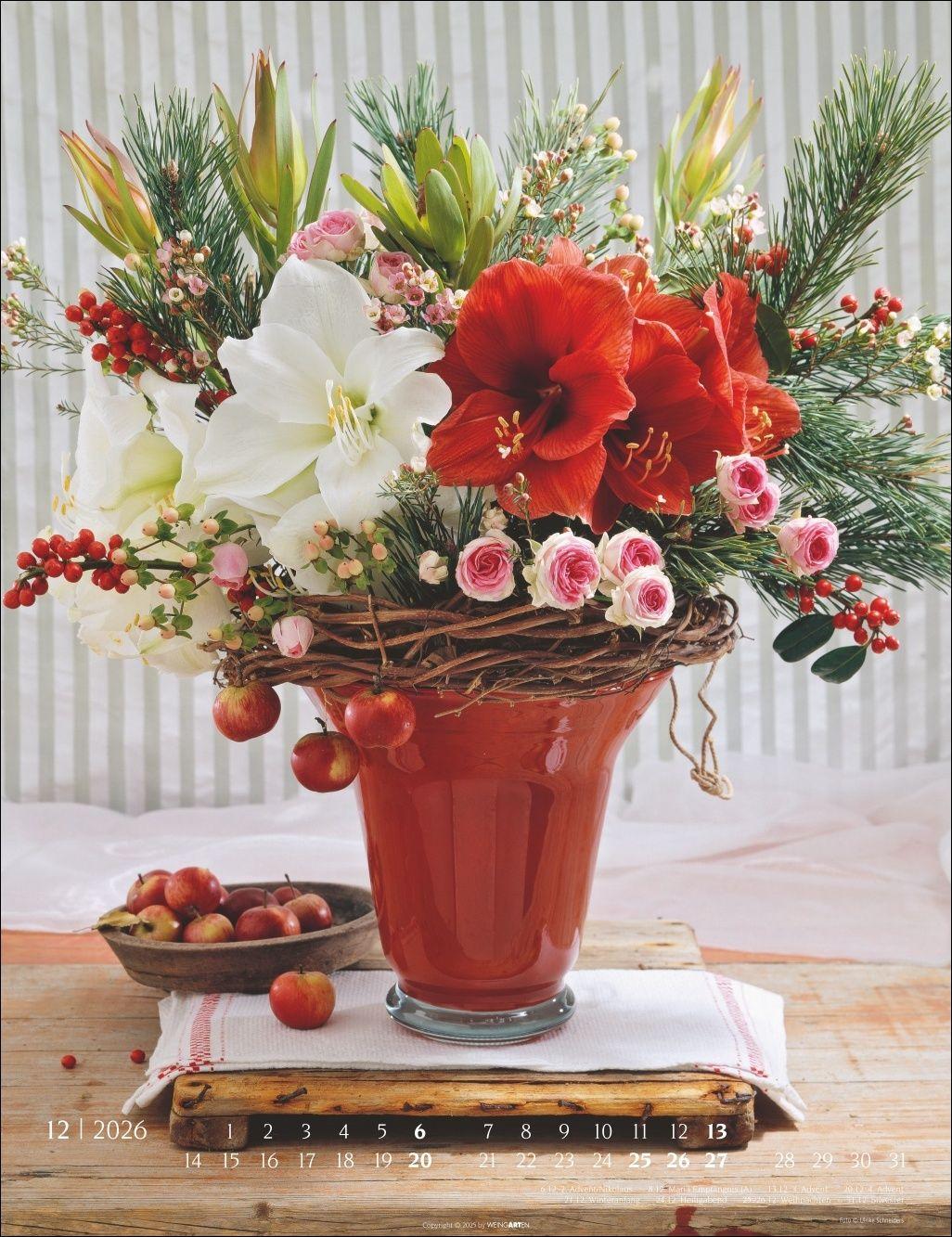 Beispielinhalt (Bild) Die schönsten Blumensträuße Kalender 2026