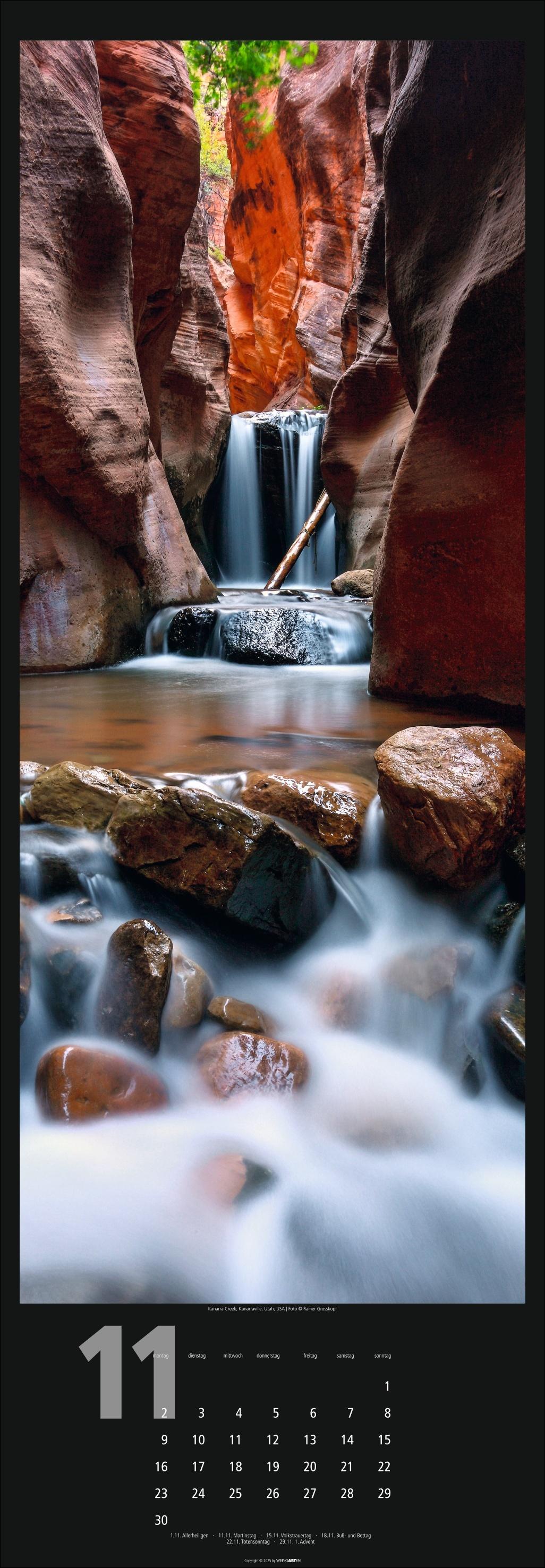 Beispielinhalt (Bild) Wasserfälle Kalender 2026
