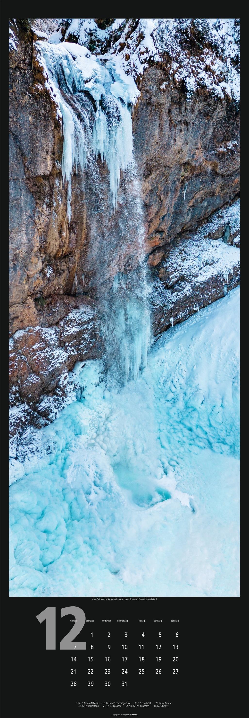 Beispielinhalt (Bild) Wasserfälle Kalender 2026