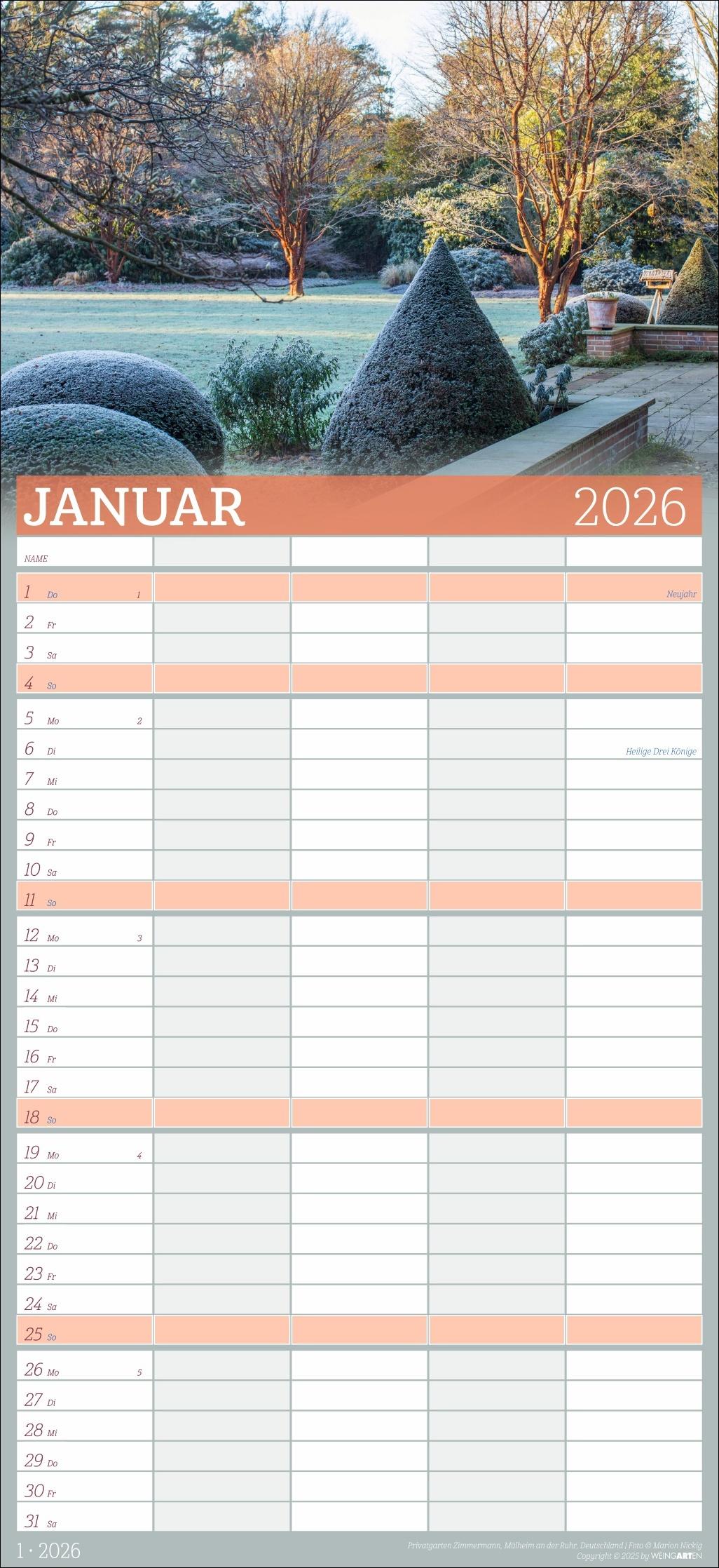 Beispielinhalt (Bild) Garten Familienplaner 2026