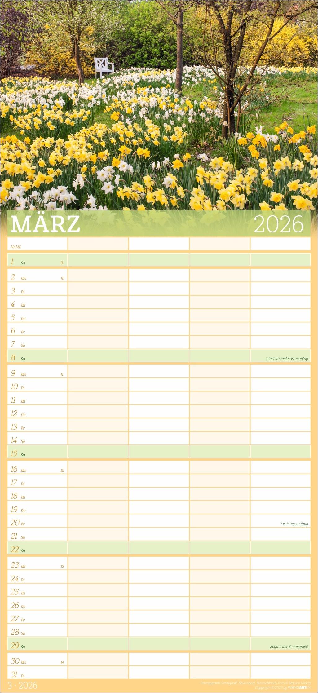 Beispielinhalt (Bild) Garten Familienplaner 2026