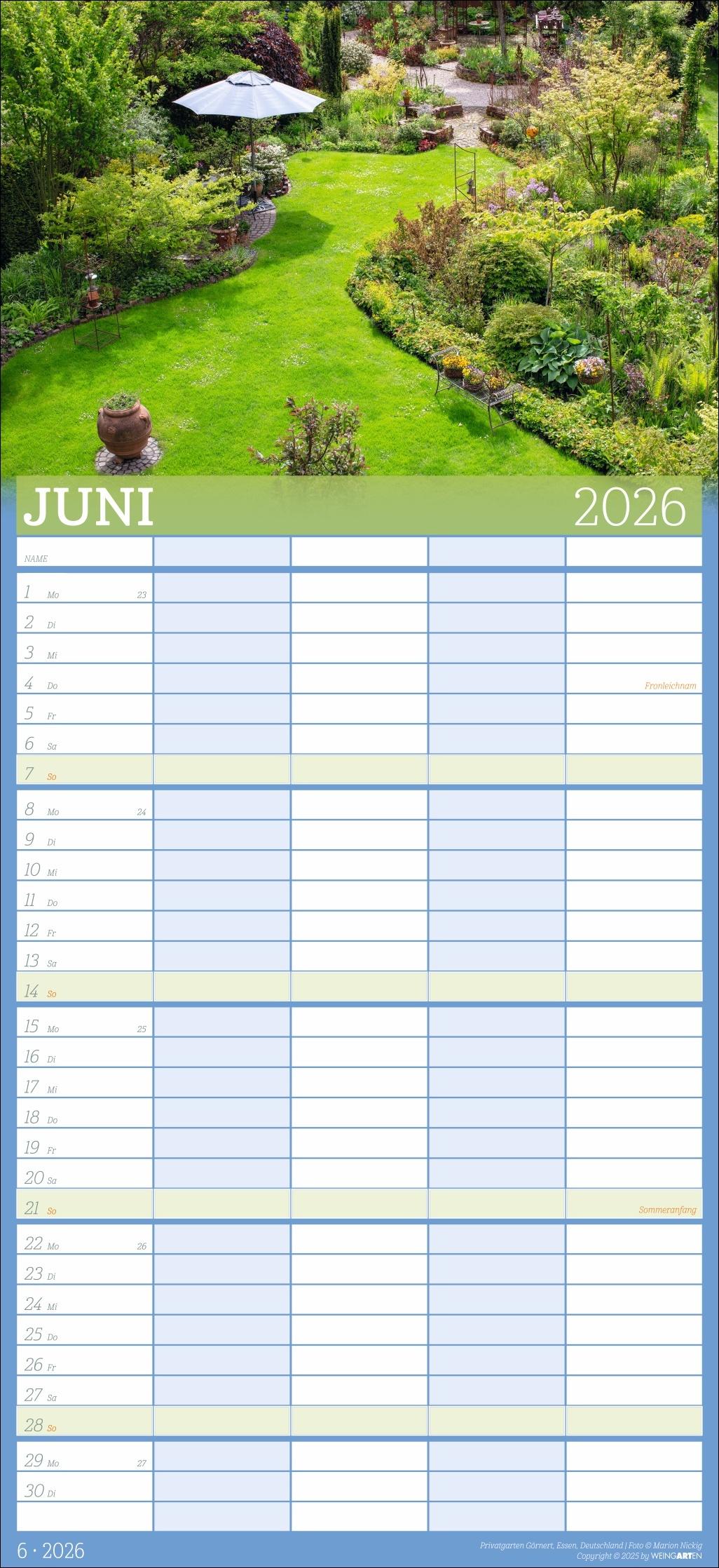 Beispielinhalt (Bild) Garten Familienplaner 2026