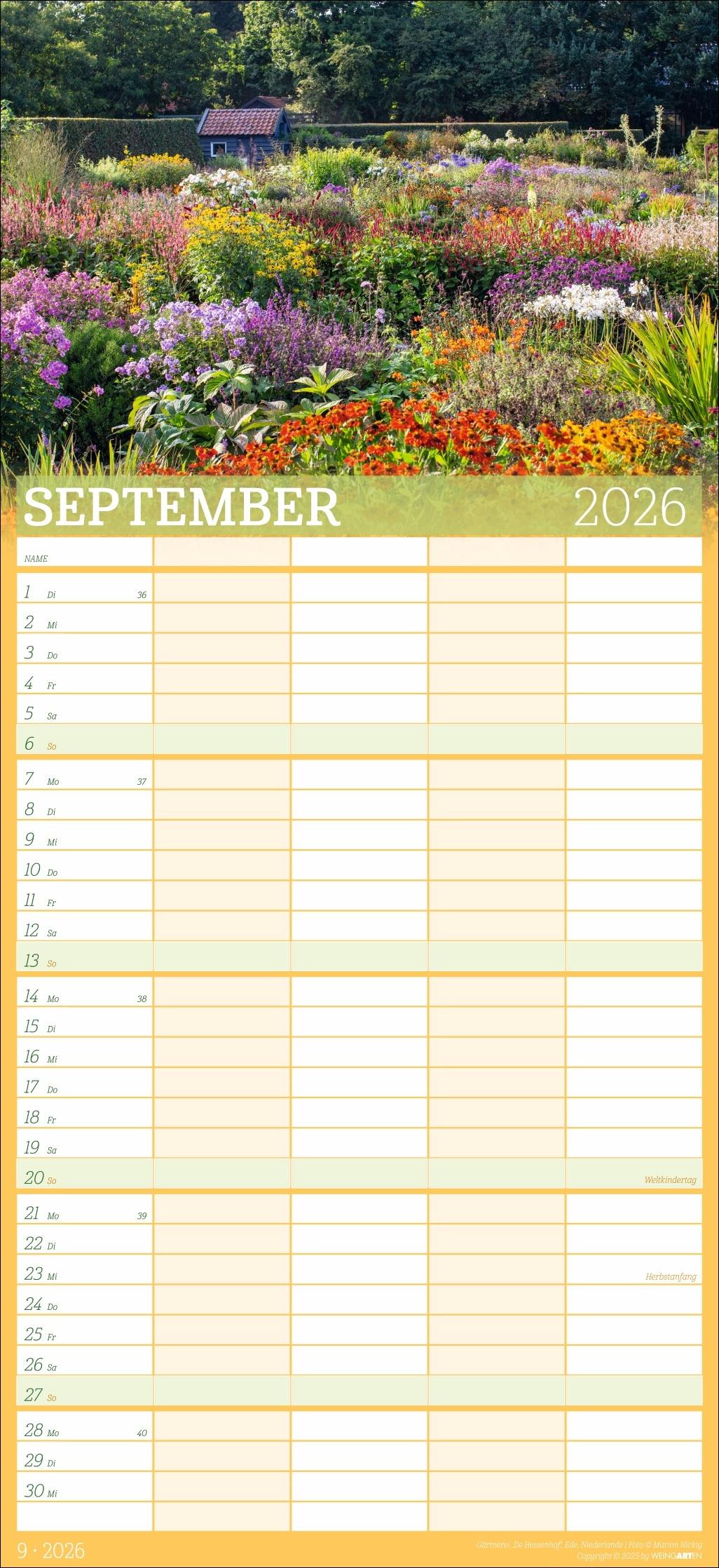 Beispielinhalt (Bild) Garten Familienplaner 2026