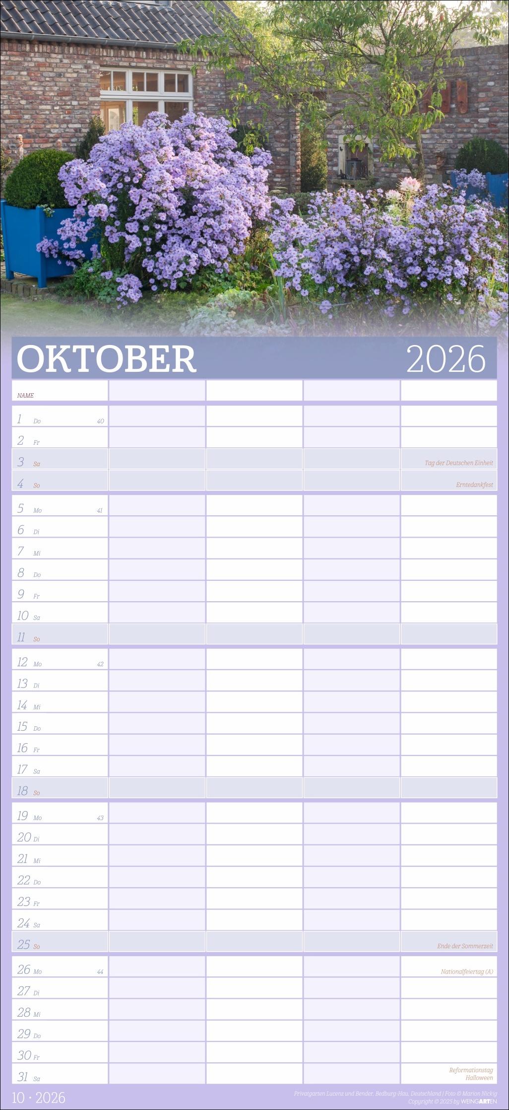 Beispielinhalt (Bild) Garten Familienplaner 2026