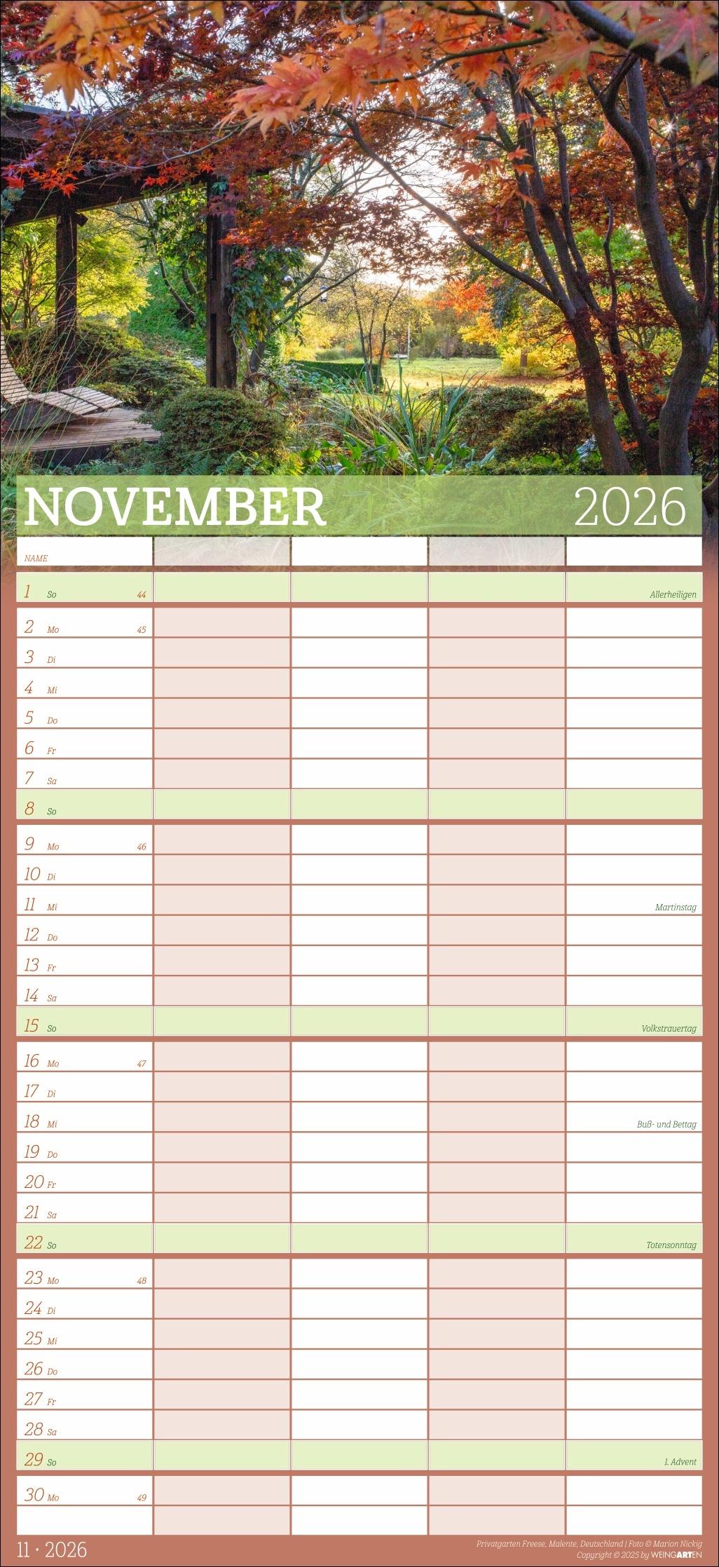 Beispielinhalt (Bild) Garten Familienplaner 2026