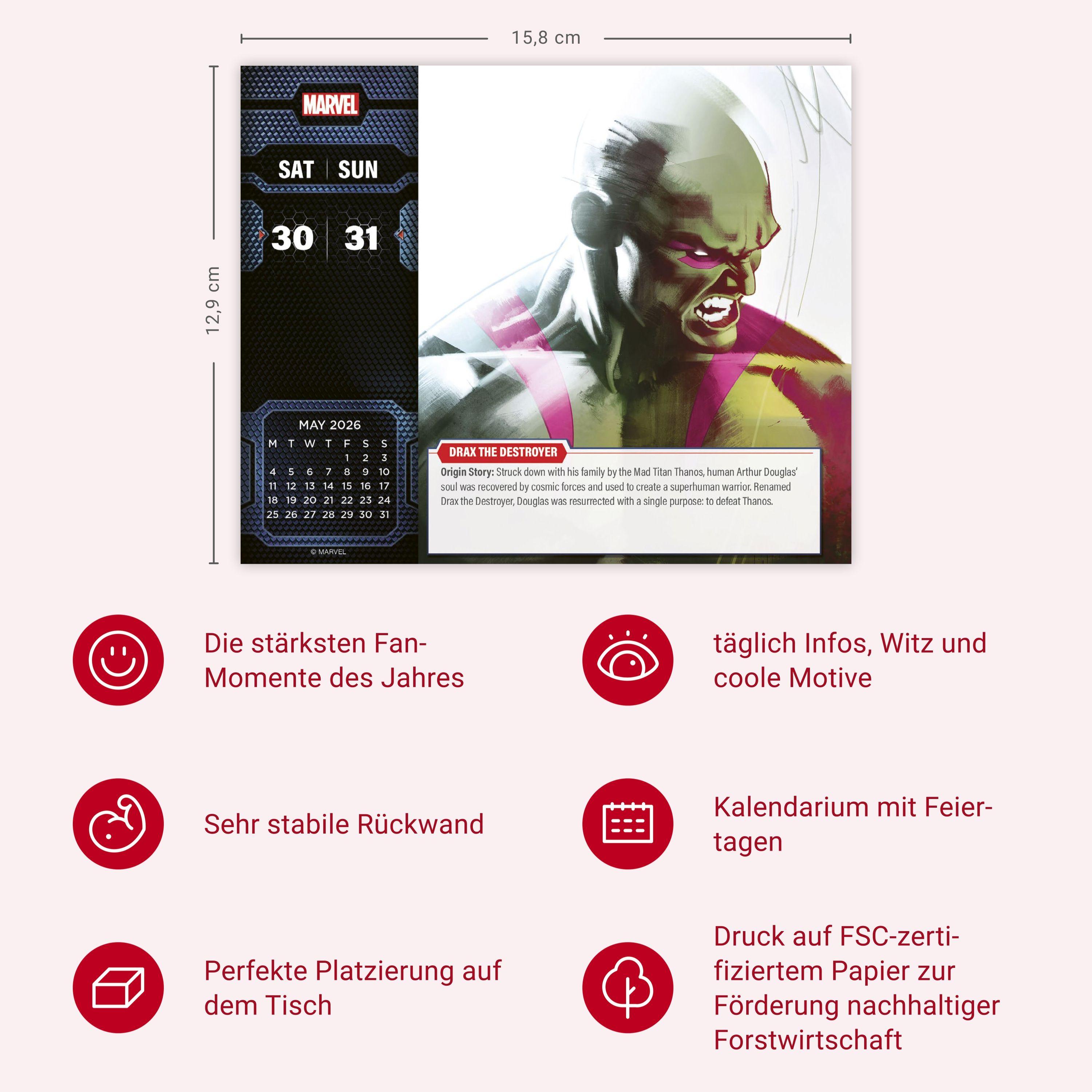 Beispielinhalt (Bild) Marvel Comics Tagesabreißkalender 2026