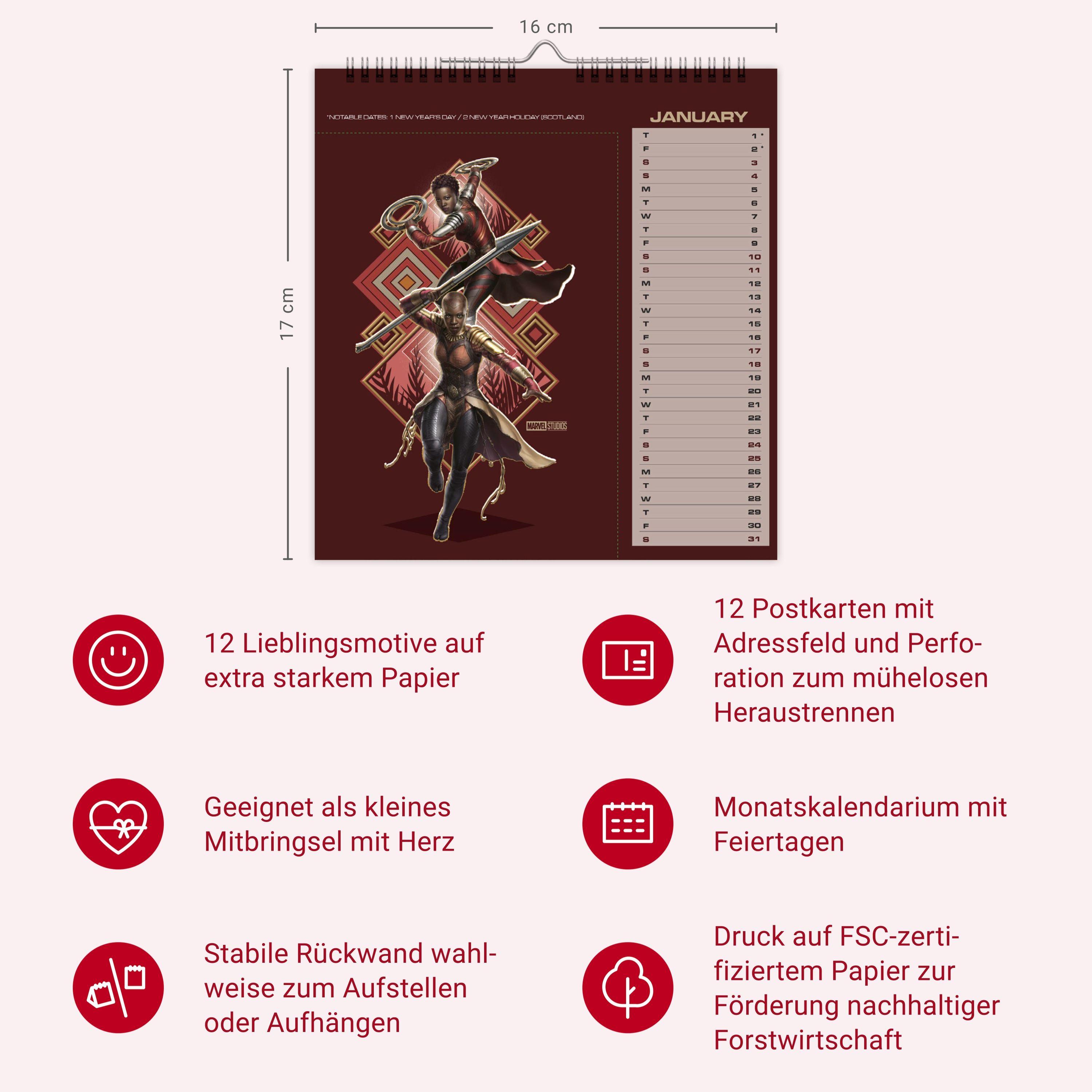 Beispielinhalt (Bild) Marvel Postkartenkalender 2026