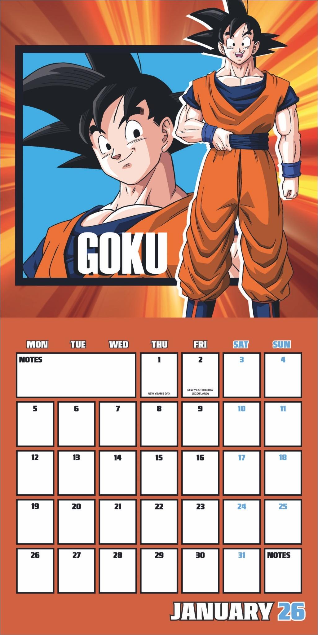 Beispielinhalt (Bild) Dragon Ball Z Broschurkalender 2026