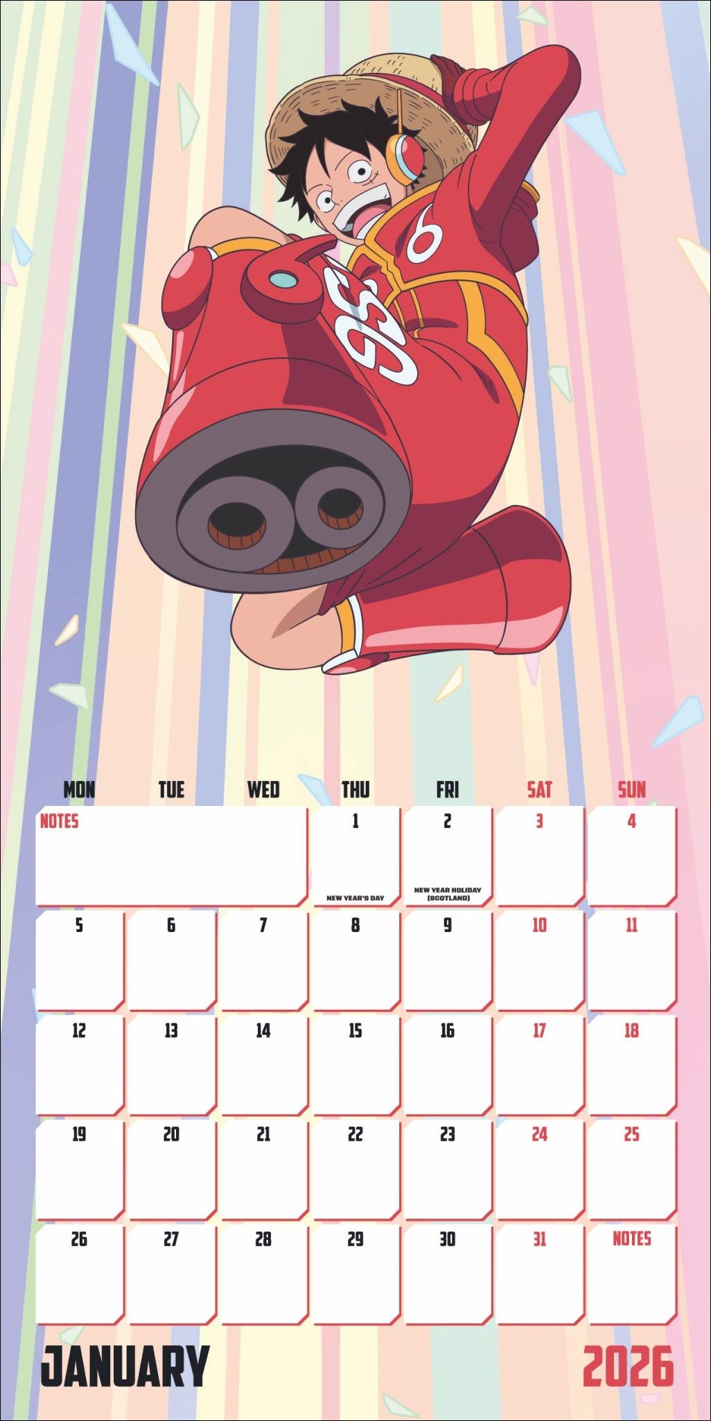 Beispielinhalt (Bild) One Piece Broschurkalender 2026