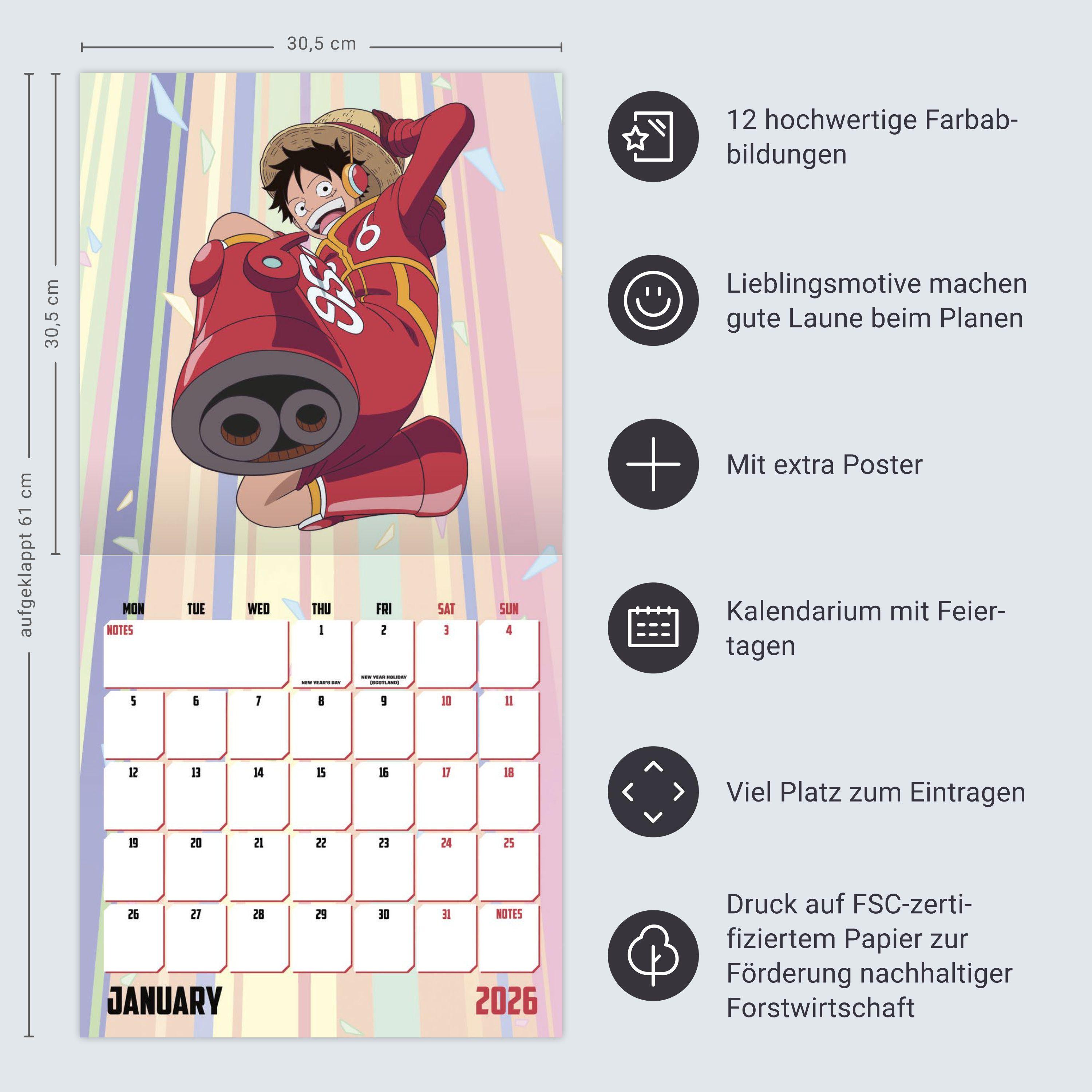 Beispielinhalt (Bild) One Piece Broschurkalender 2026