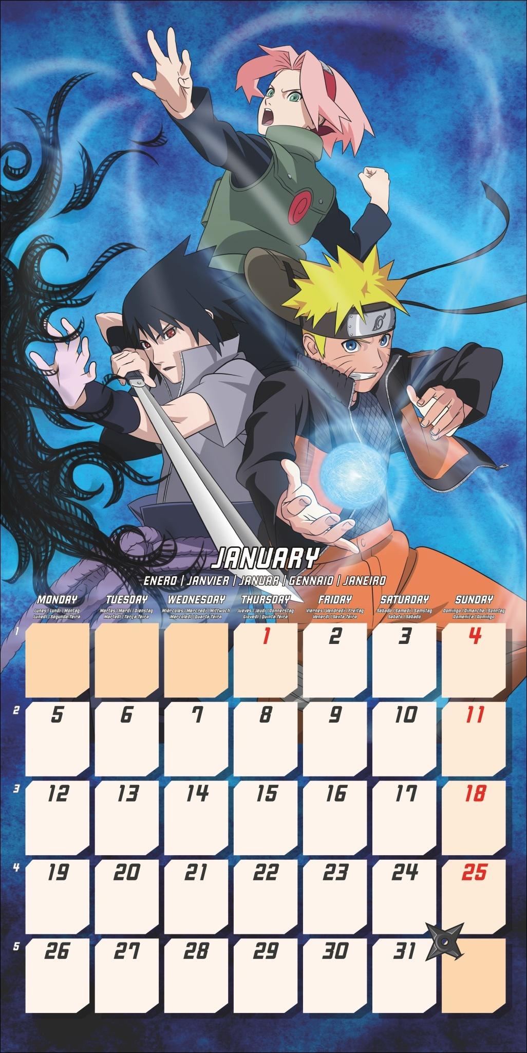 Beispielinhalt (Bild) Naruto Broschurkalender 2026
