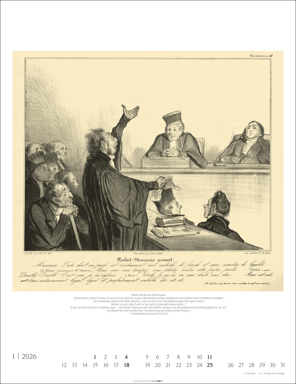 Beispielinhalt (Bild) Honoré Daumier: Die Juristen Kalender 2026