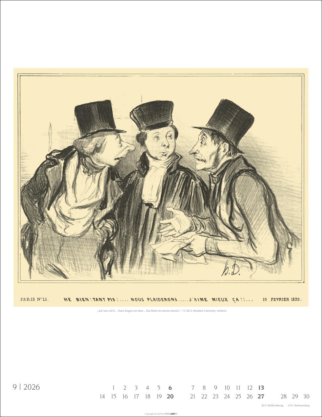 Beispielinhalt (Bild) Honoré Daumier: Die Juristen Kalender 2026