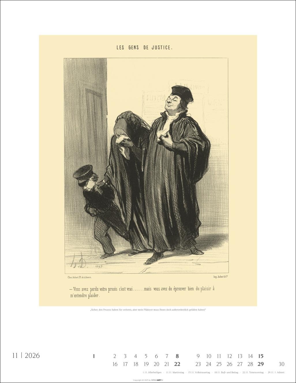 Beispielinhalt (Bild) Honoré Daumier: Die Juristen Kalender 2026