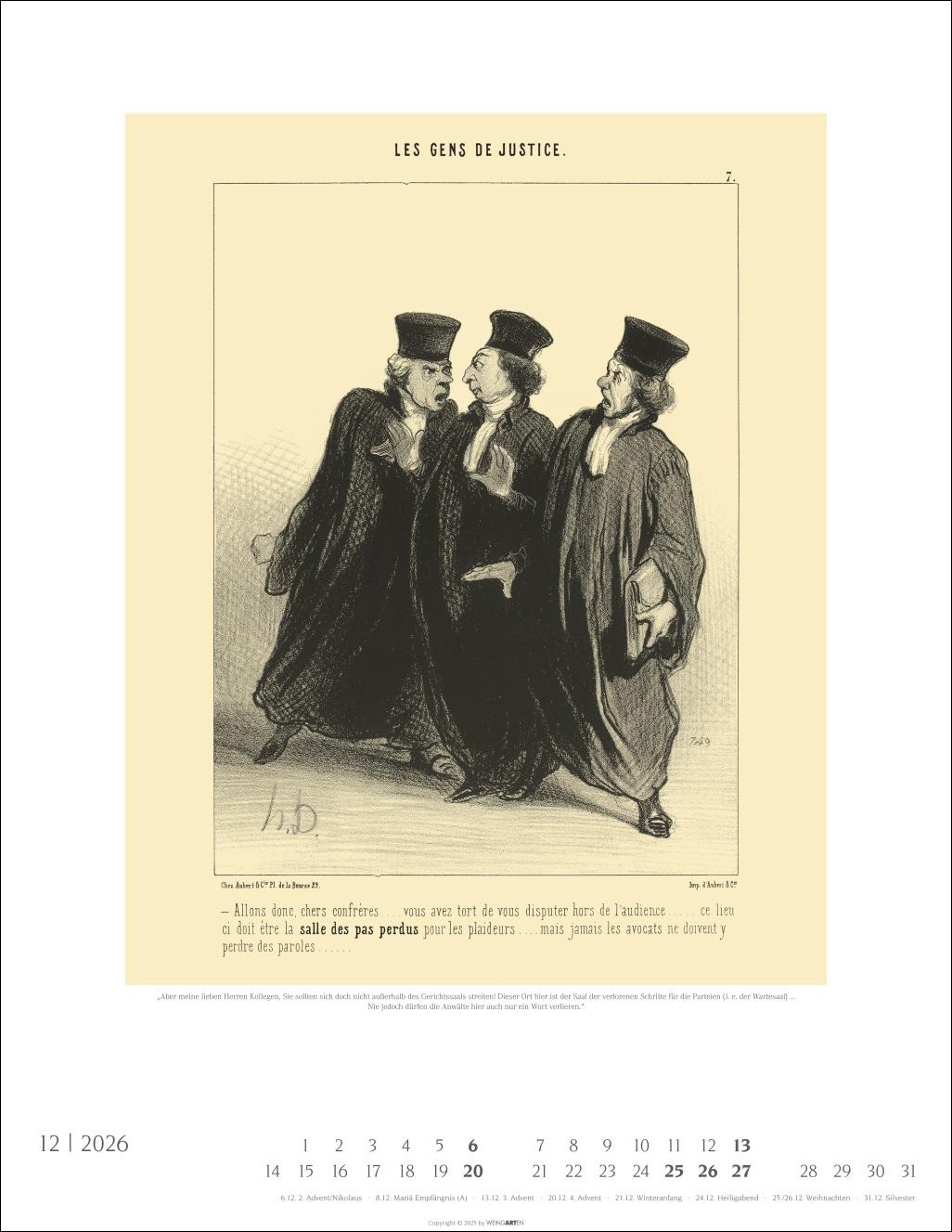 Beispielinhalt (Bild) Honoré Daumier: Die Juristen Kalender 2026