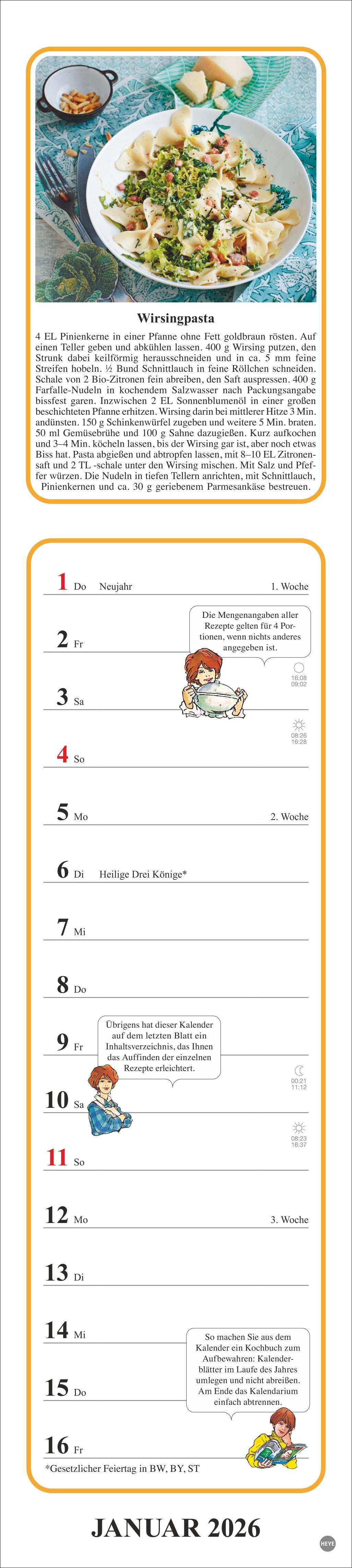 Beispielinhalt (Bild) Tante Clara Küchenkalender 2026