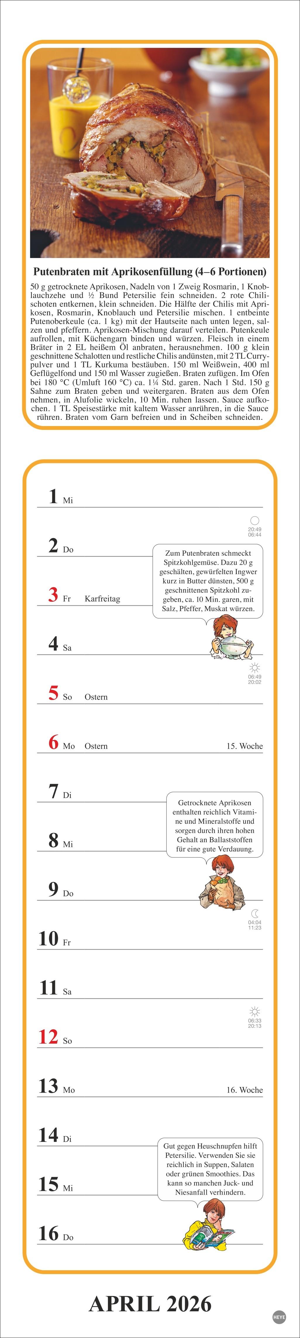 Beispielinhalt (Bild) Tante Clara Küchenkalender 2026