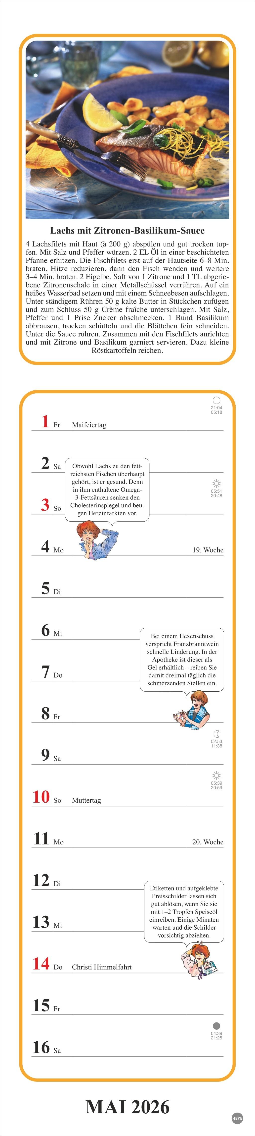 Beispielinhalt (Bild) Tante Clara Küchenkalender 2026