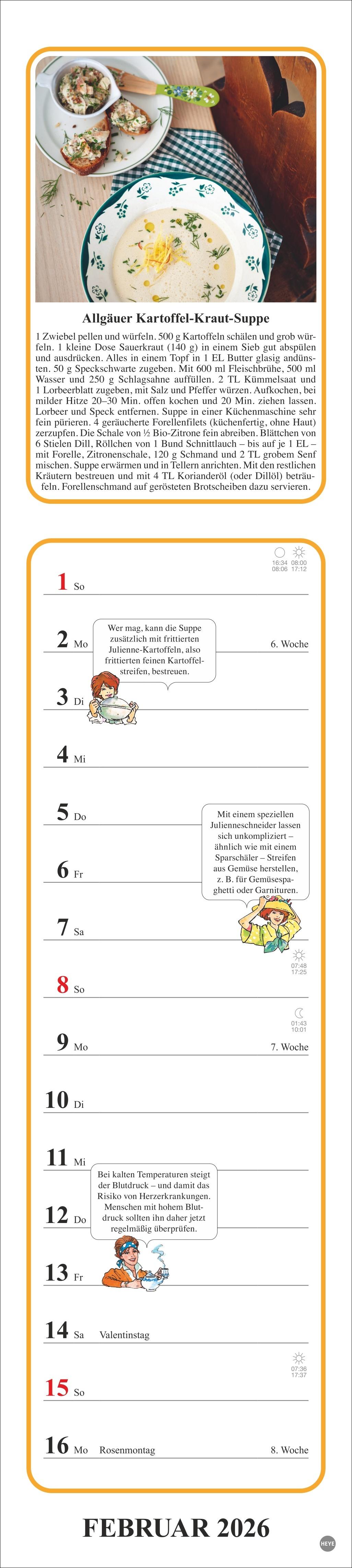 Beispielinhalt (Bild) Tante Clara Küchenkalender 2026