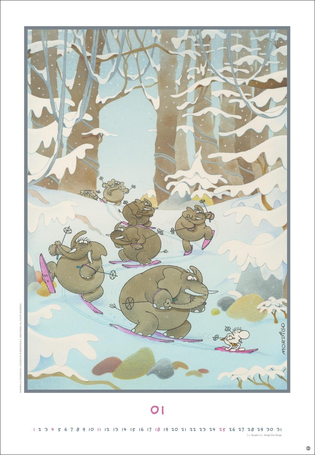 Beispielinhalt (Bild) Mordillo Edition Kalender 2026