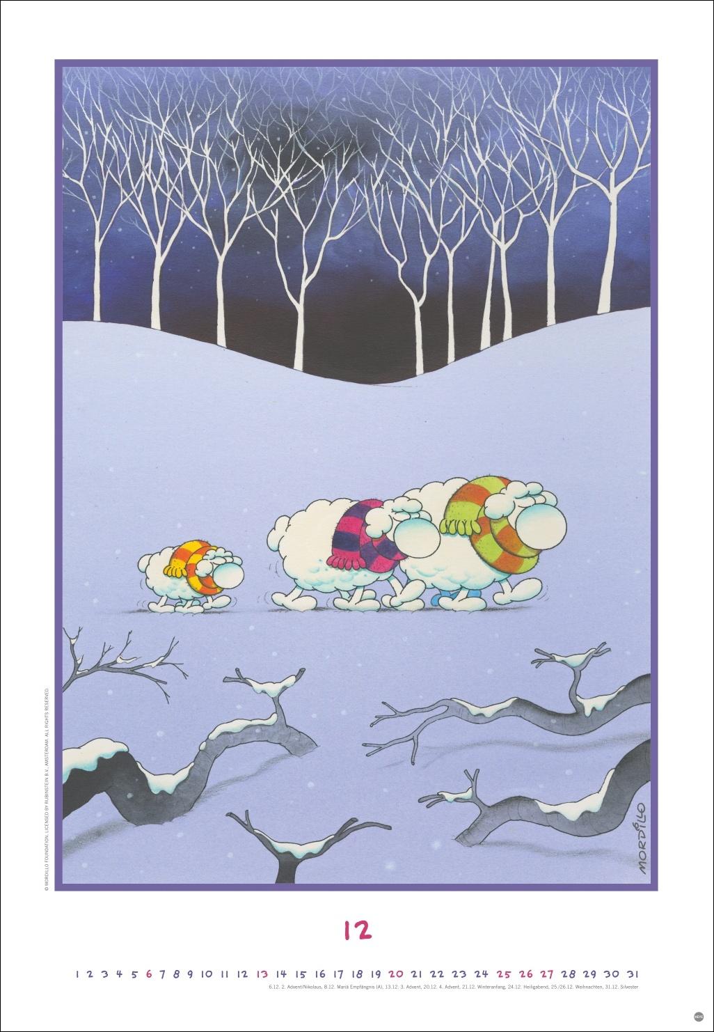 Beispielinhalt (Bild) Mordillo Edition Kalender 2026