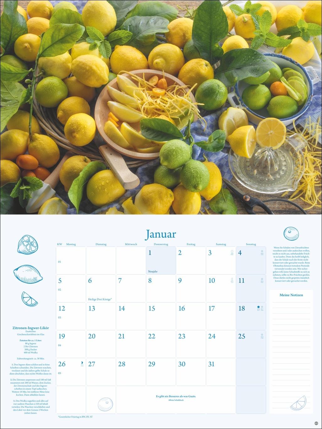 Beispielinhalt (Bild) Küchenkalender Broschur XL 2026