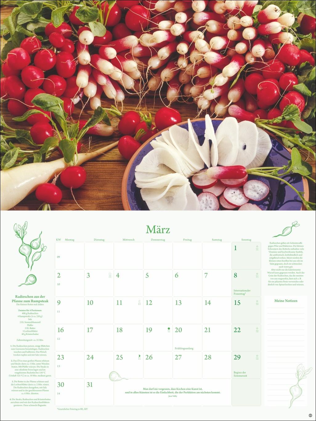 Beispielinhalt (Bild) Küchenkalender Broschur XL 2026