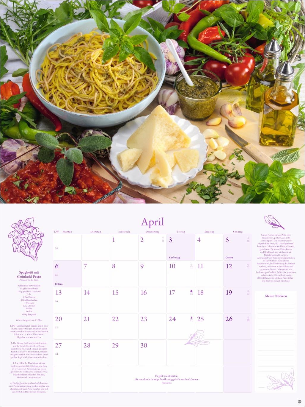 Beispielinhalt (Bild) Küchenkalender Broschur XL 2026