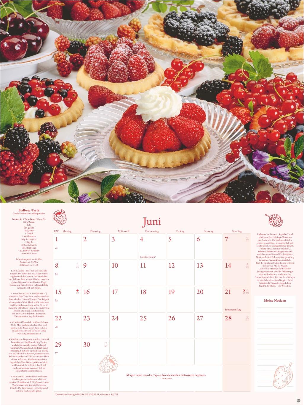 Beispielinhalt (Bild) Küchenkalender Broschur XL 2026