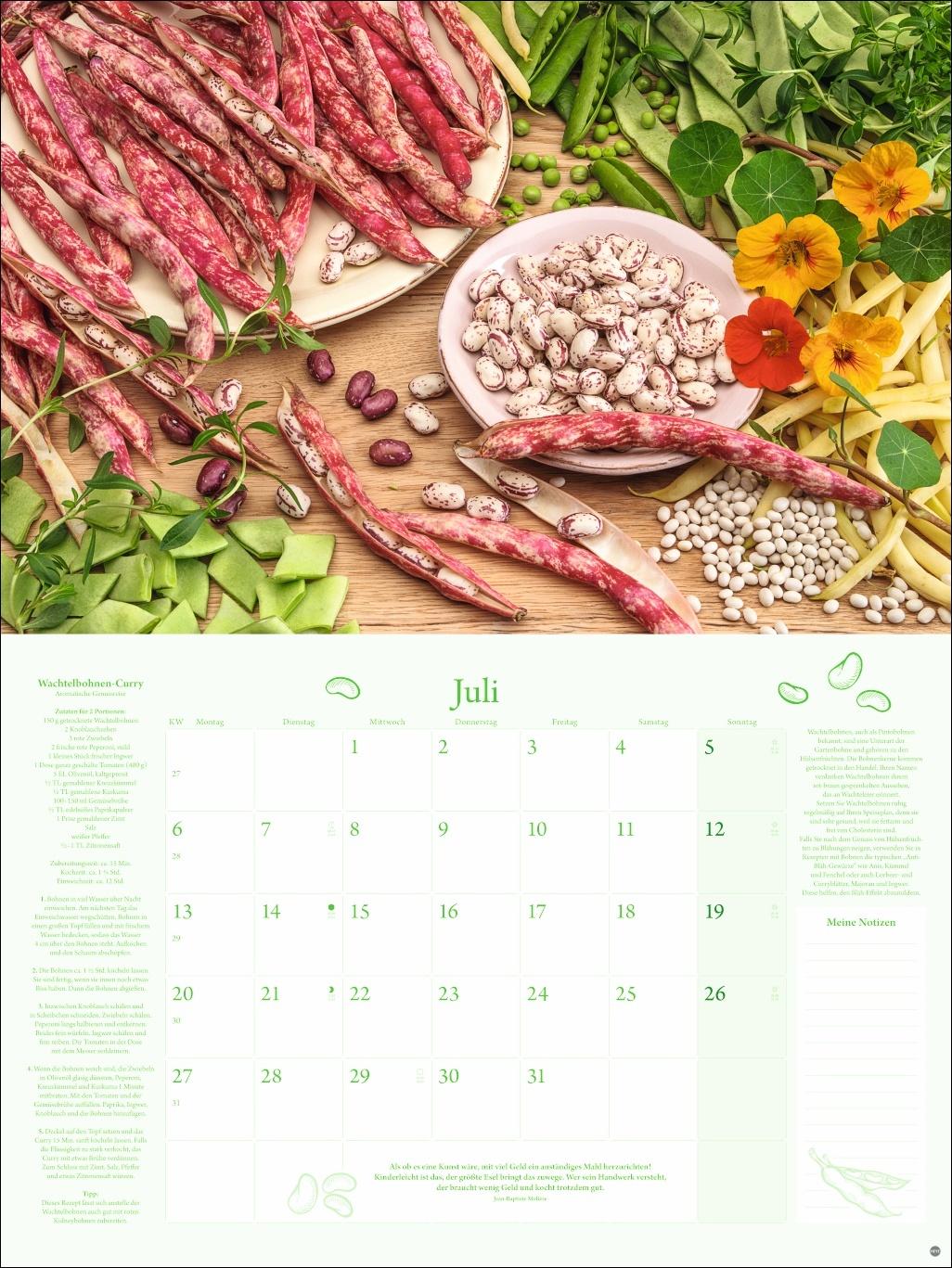 Beispielinhalt (Bild) Küchenkalender Broschur XL 2026