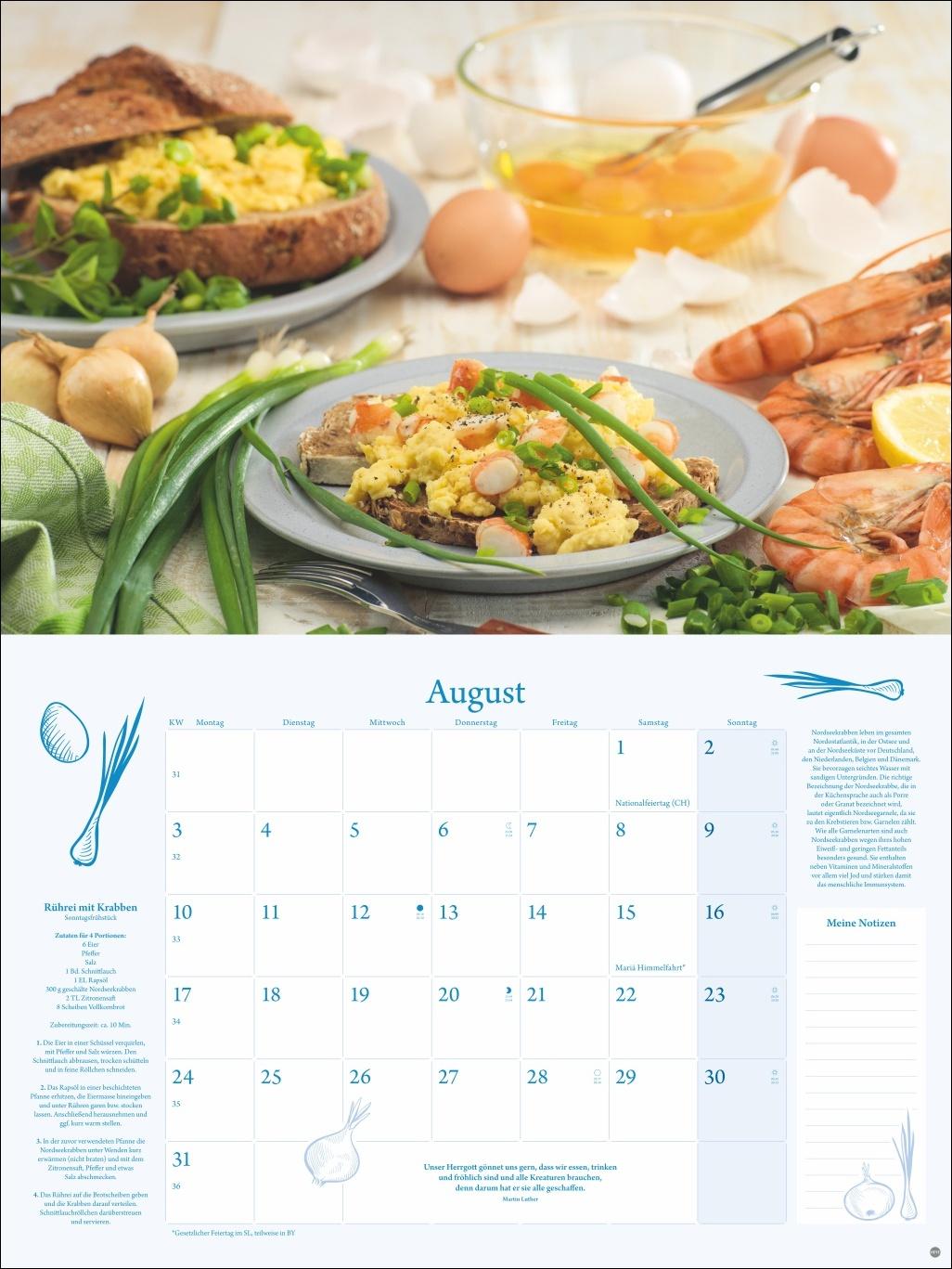 Beispielinhalt (Bild) Küchenkalender Broschur XL 2026