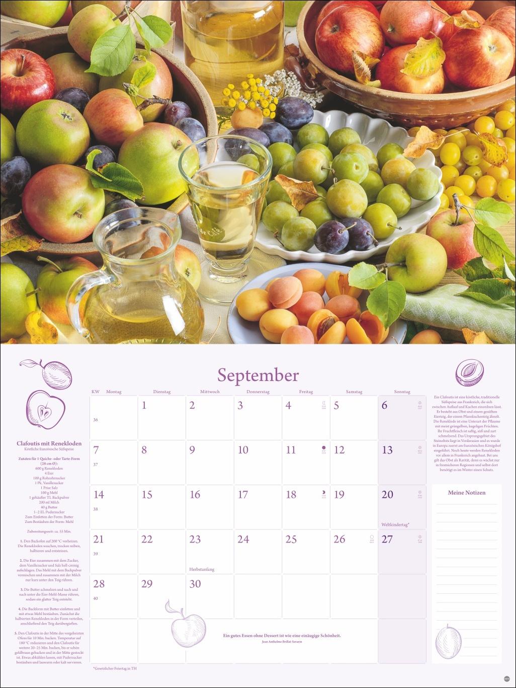 Beispielinhalt (Bild) Küchenkalender Broschur XL 2026