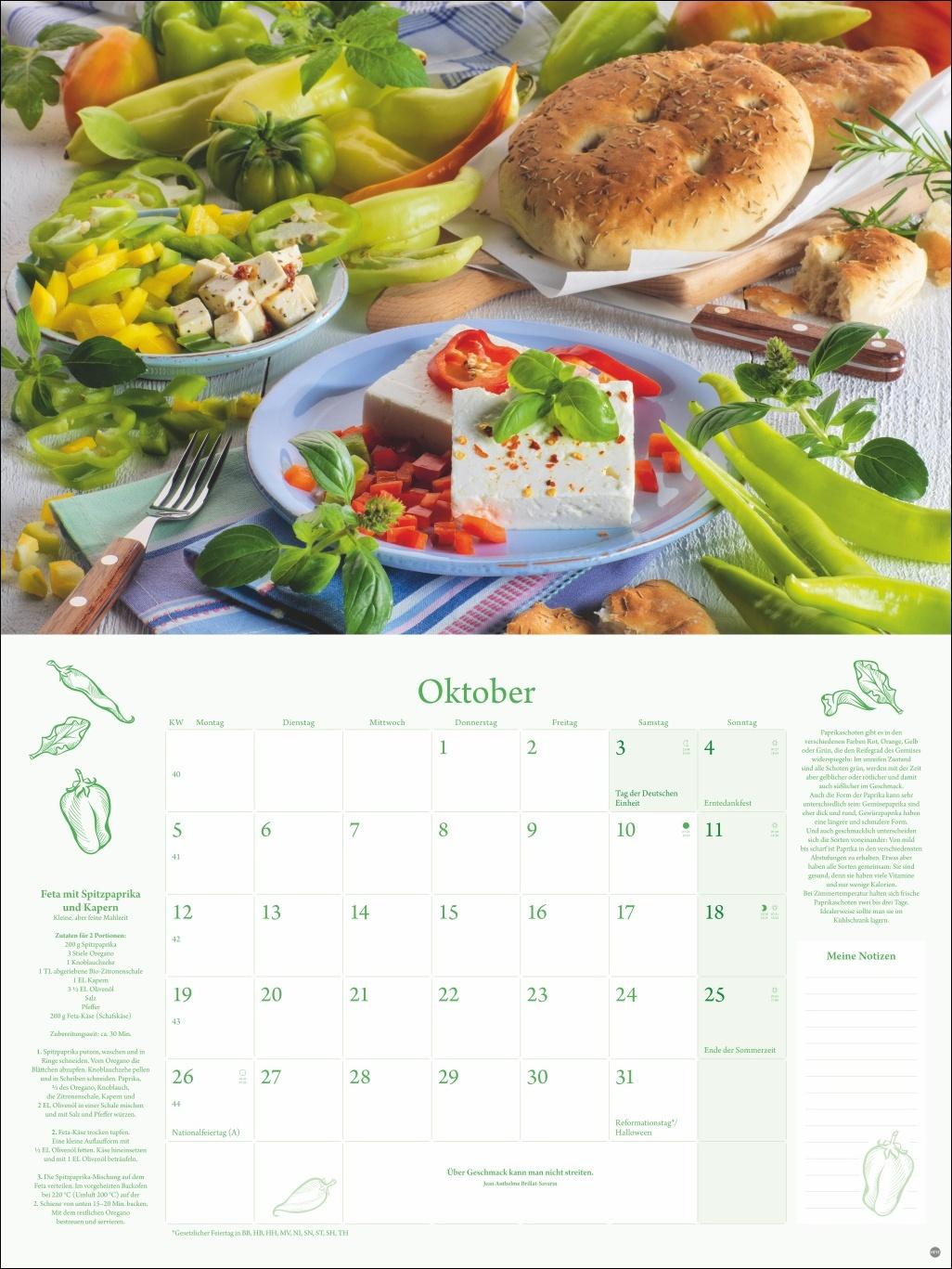 Beispielinhalt (Bild) Küchenkalender Broschur XL 2026