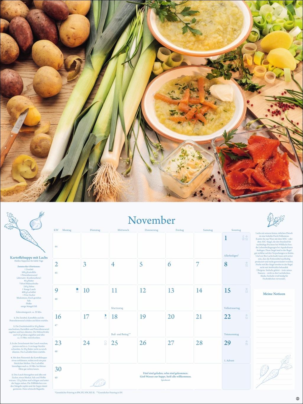 Beispielinhalt (Bild) Küchenkalender Broschur XL 2026