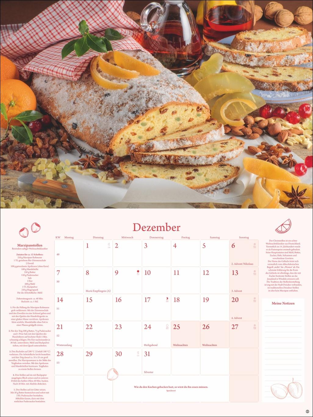 Beispielinhalt (Bild) Küchenkalender Broschur XL 2026