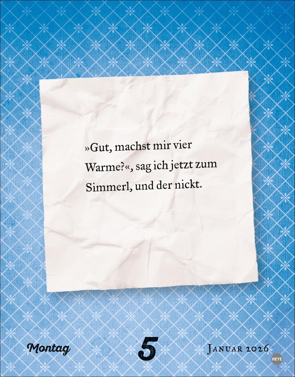 Beispielinhalt (Bild) Rita Falk Jahres-Gröstl Tagesabreißkalender 2026