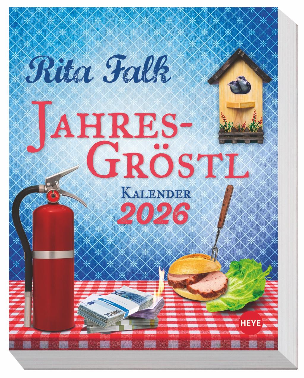 Vorderes Coverbild Rita Falk Jahres-Gröstl Tagesabreißkalender 2026