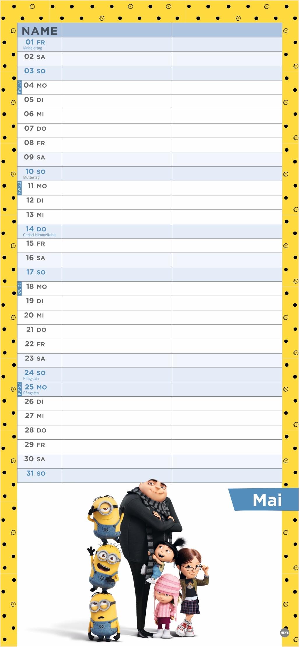 Beispielinhalt (Bild) Minions Planer für zwei 2026