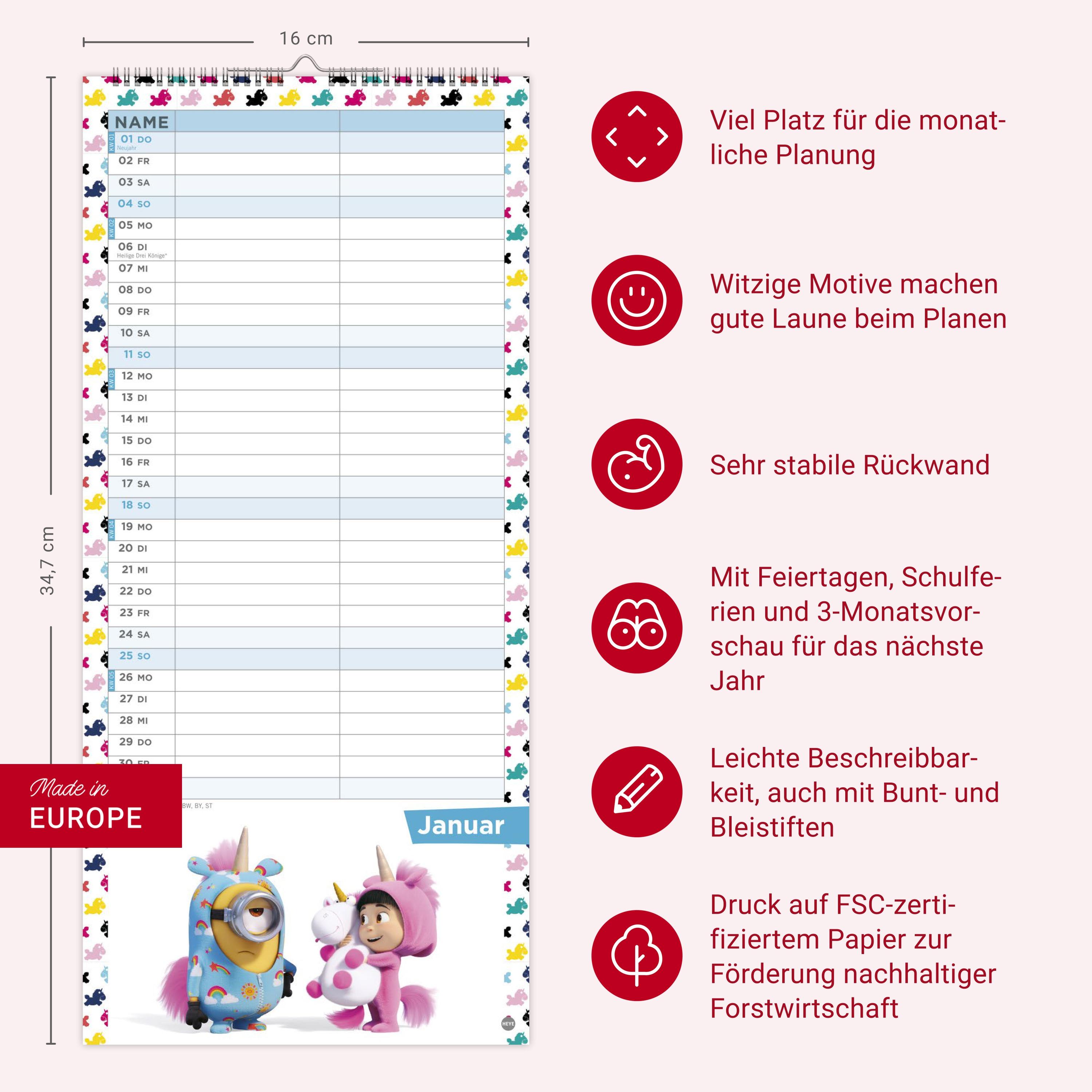 Beispielinhalt (Bild) Minions Planer für zwei 2026