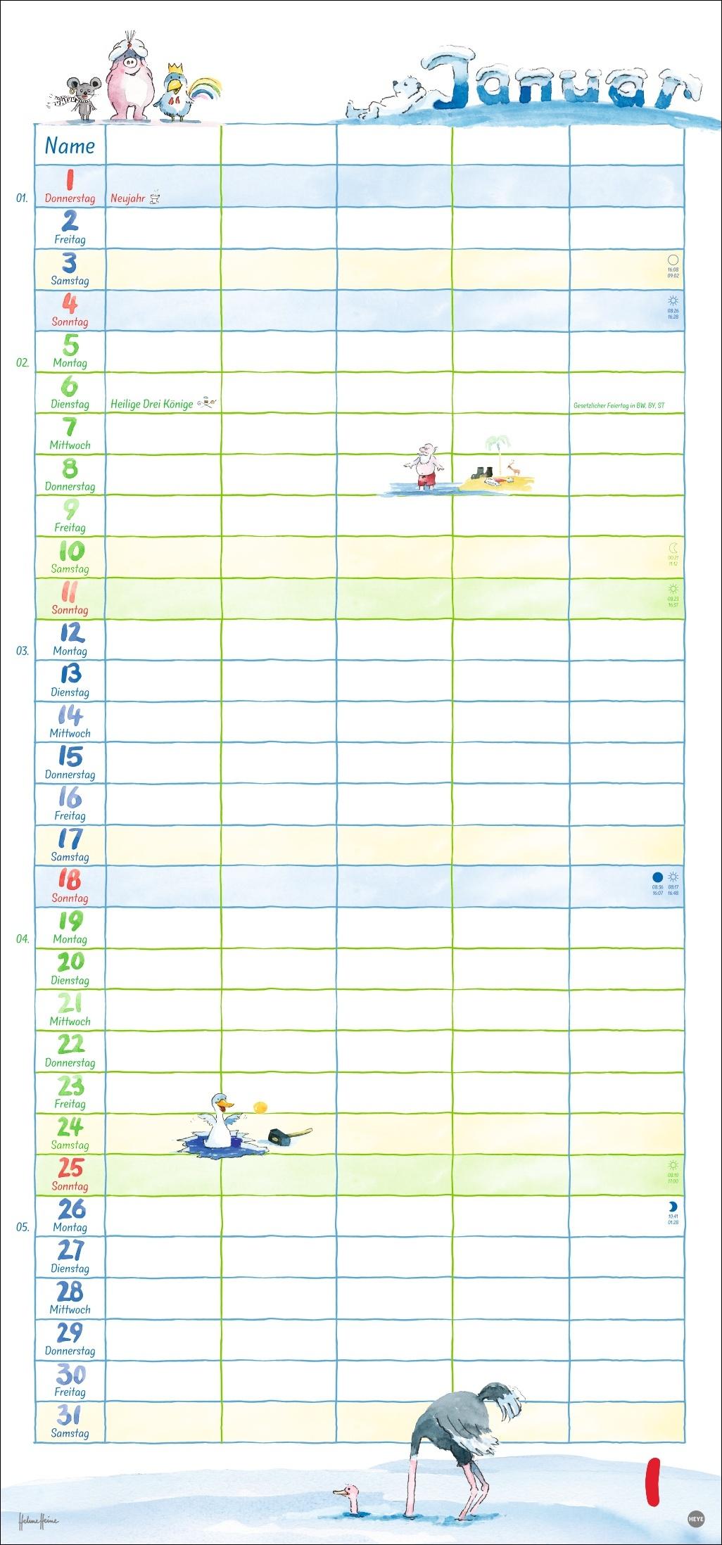 Beispielinhalt (Bild) Helme Heine: Familienplaner 2026