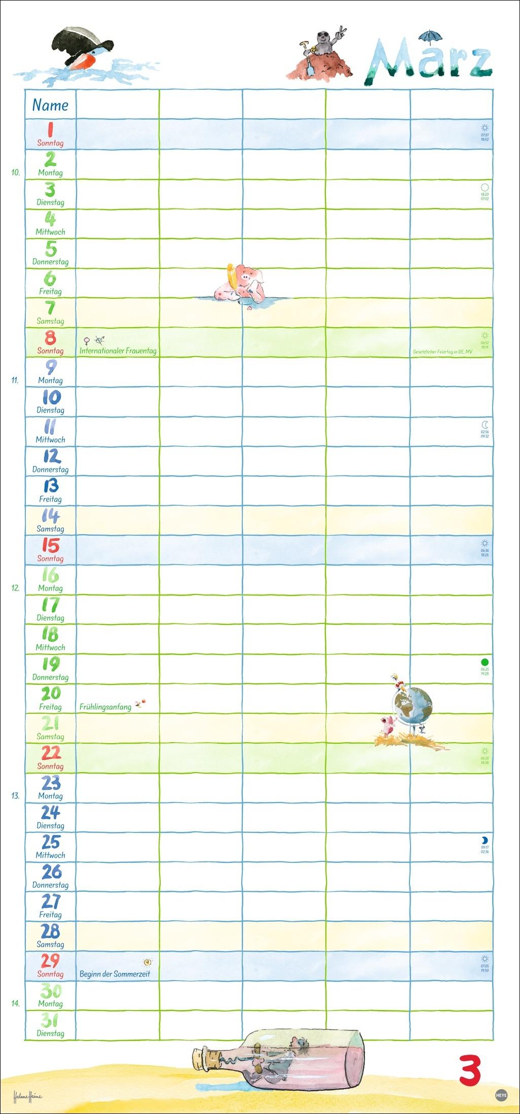 Beispielinhalt (Bild) Helme Heine: Familienplaner 2026