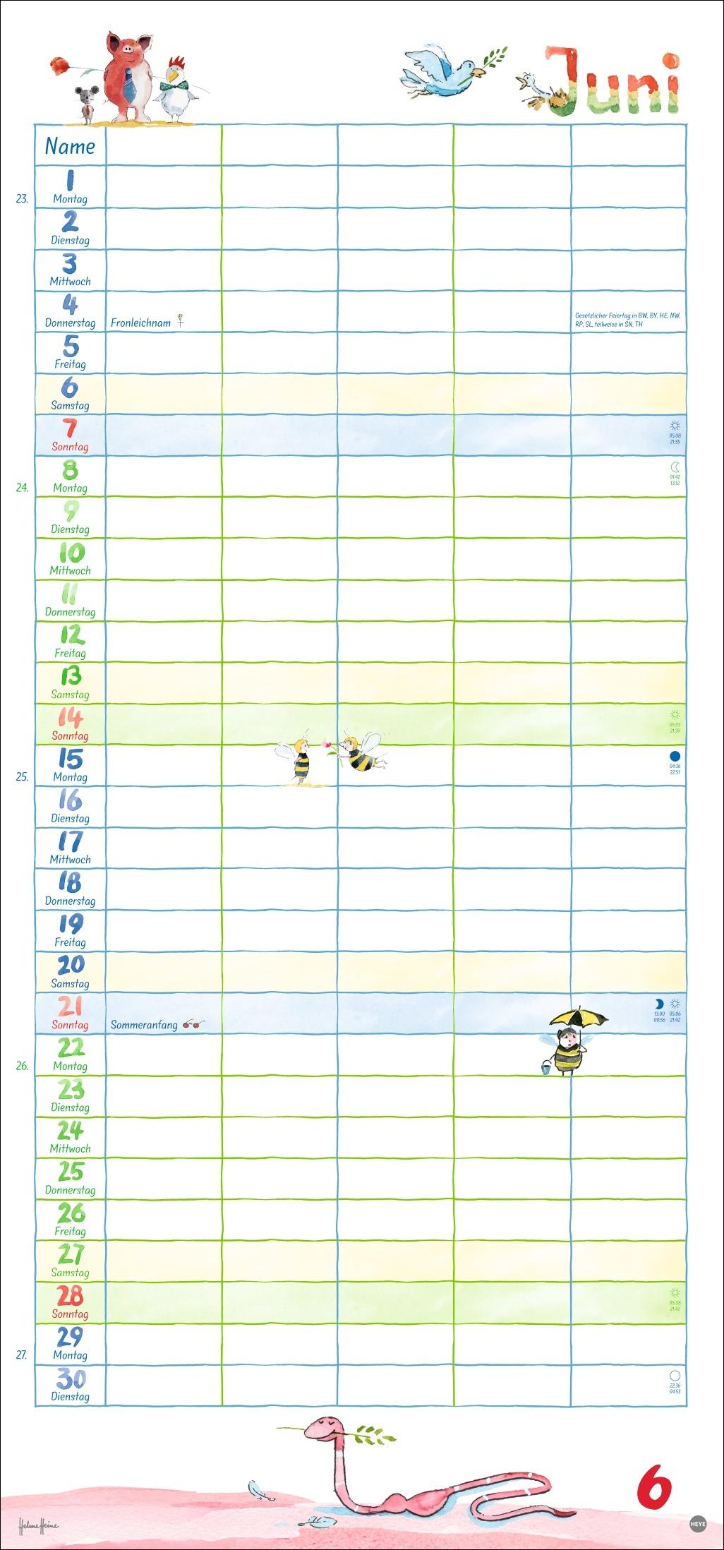 Beispielinhalt (Bild) Helme Heine: Familienplaner 2026