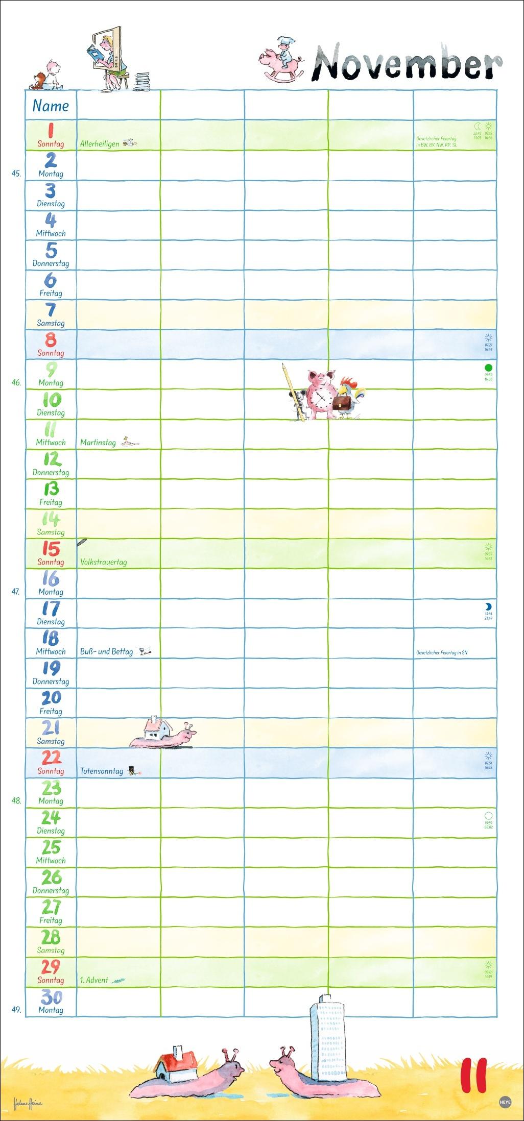 Beispielinhalt (Bild) Helme Heine: Familienplaner 2026