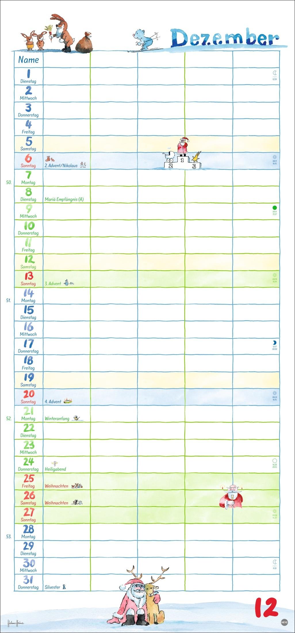 Beispielinhalt (Bild) Helme Heine: Familienplaner 2026