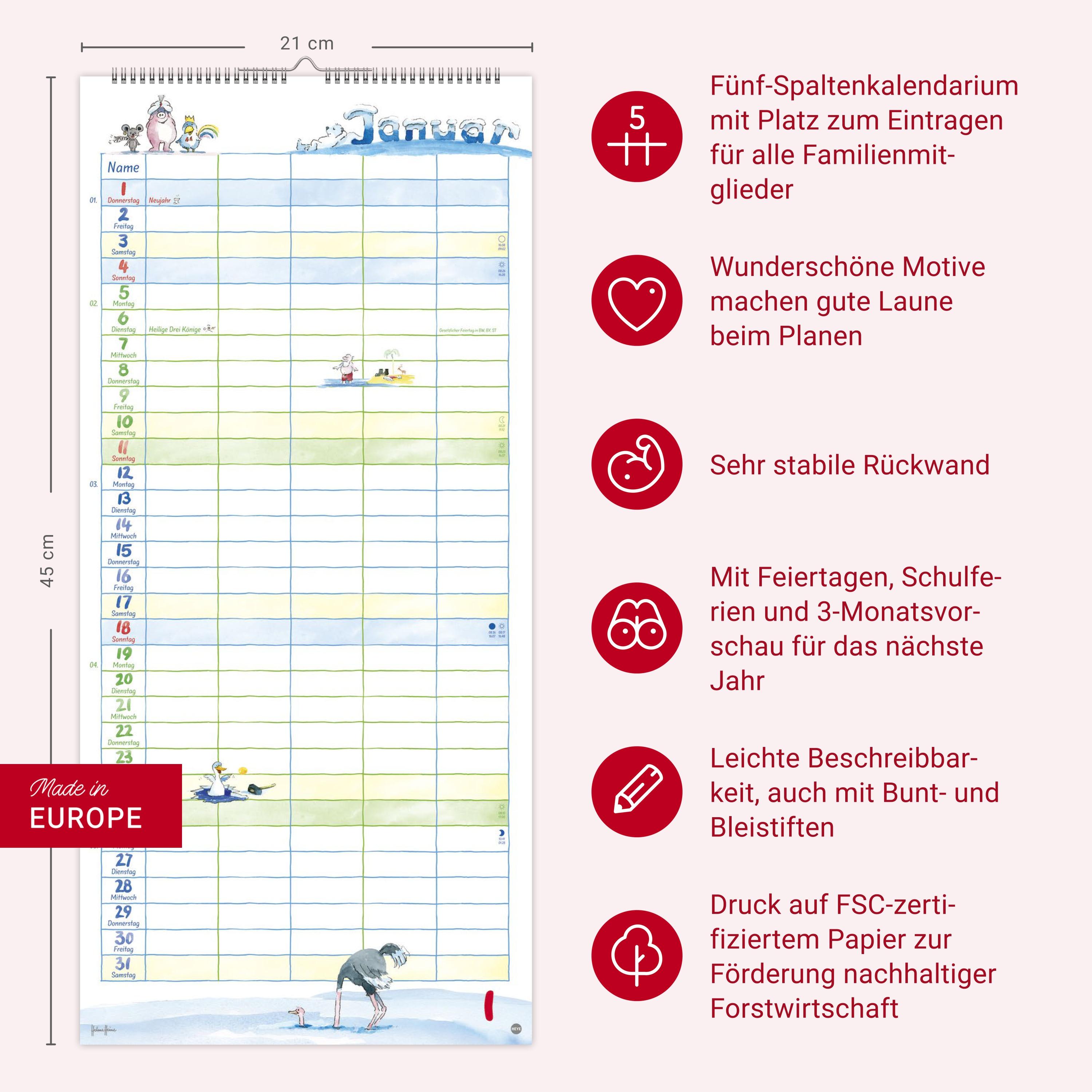 Beispielinhalt (Bild) Helme Heine: Familienplaner 2026
