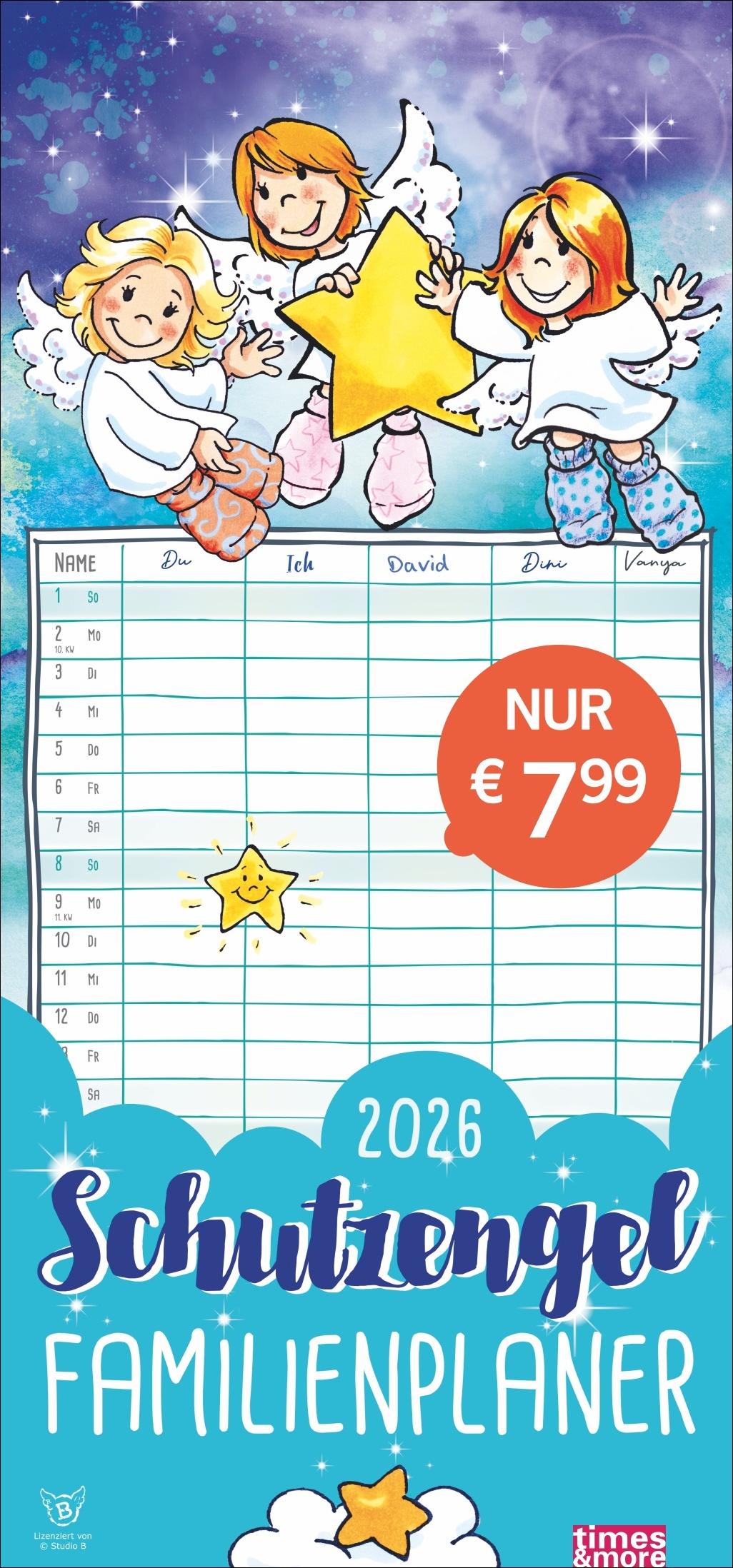 Vorderes Coverbild times&more Schutzengel Familienplaner 2026