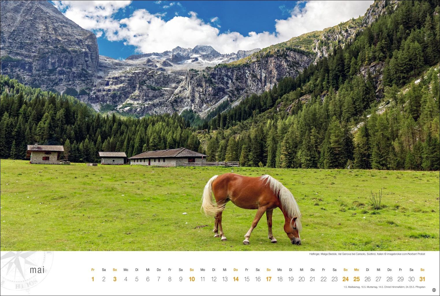 Beispielinhalt (Bild) Südtirol Globetrotter Kalender 2026 - Von romantischen Tälern und schroffer Bergwelt