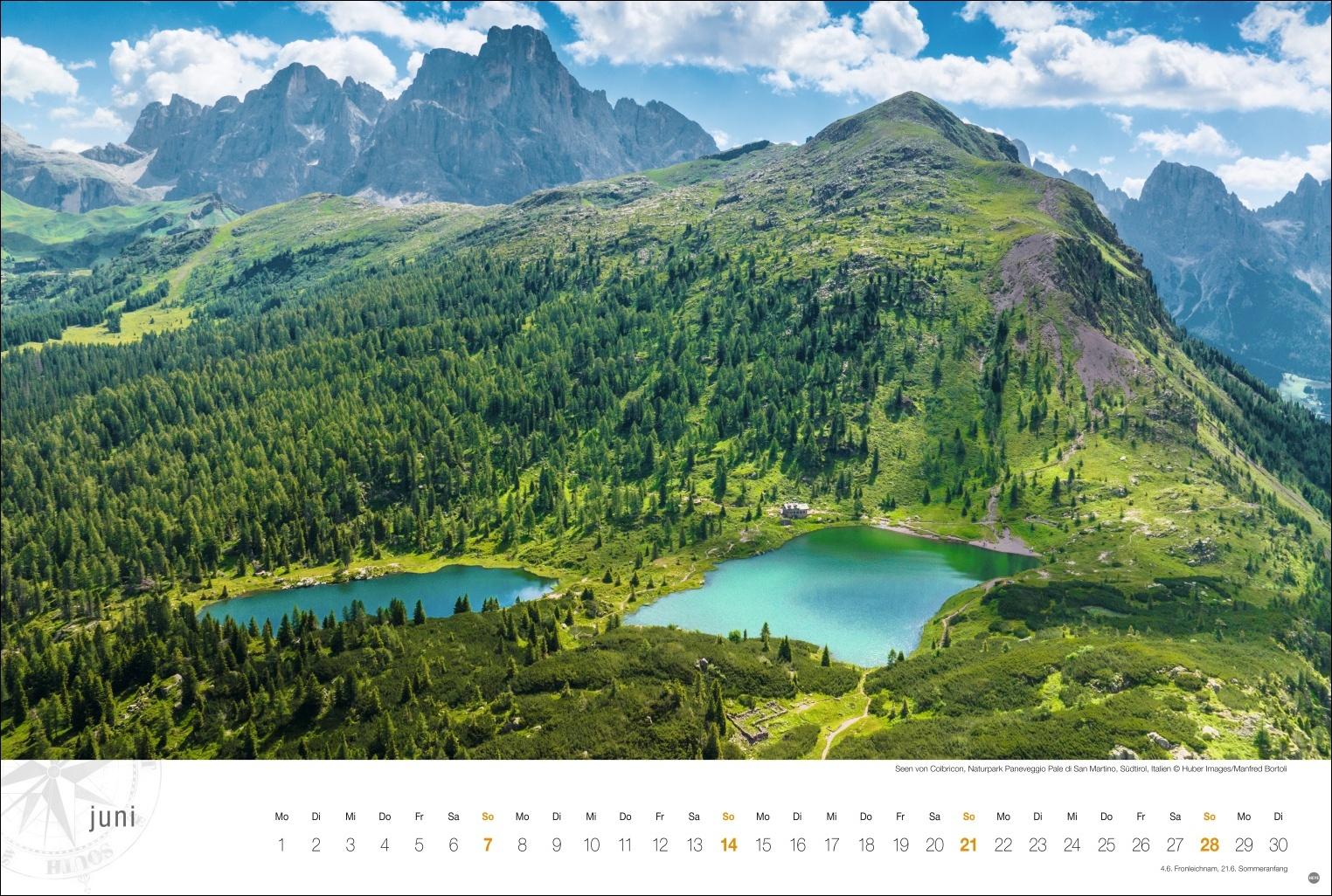 Beispielinhalt (Bild) Südtirol Globetrotter Kalender 2026 - Von romantischen Tälern und schroffer Bergwelt