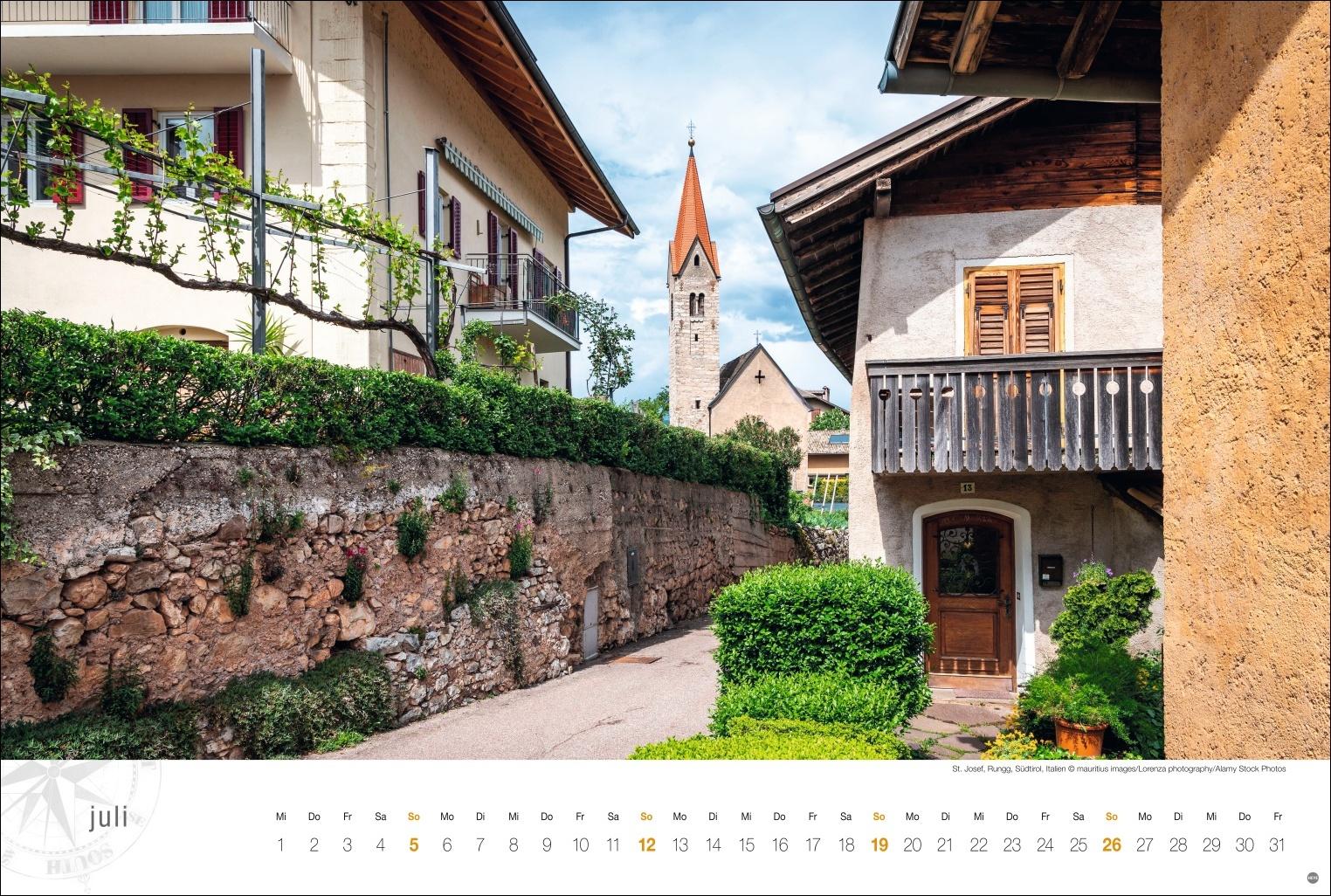 Beispielinhalt (Bild) Südtirol Globetrotter Kalender 2026 - Von romantischen Tälern und schroffer Bergwelt