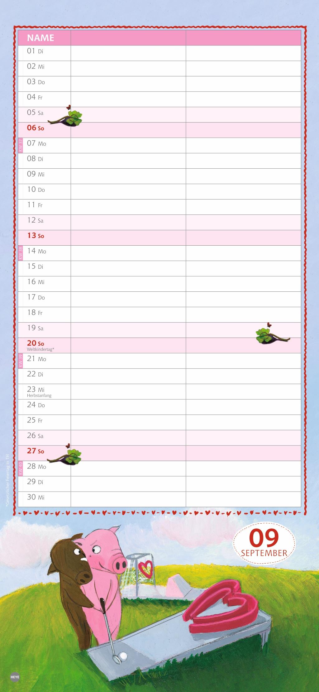 Beispielinhalt (Bild) Rosalie & Trüffel Planer für zwei 2026